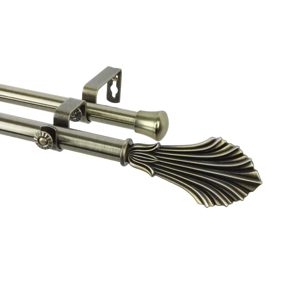Rod Desyne Flair Double Curtain Rod 4884 inch Antique Brass