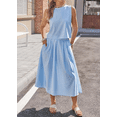 thumbnail image 5 of Womens 2 Piece Skirt Sets Summer Striped Sleeveless Tank Tops Midi Dress Travel Vacation Outfits Matching Sets, 5 of 6