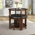 thumbnail image 5 of Roundhill Furniture Cylina Solid Wood Glass Top Round Counter Height Table Set, 5 of 6