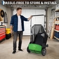 thumbnail image 6 of 21" Push Lawn Sweeper,Green Heavy Duty Leaf Collector with 3.5 Cu. ft. Bag, Walk Behind Grass Sweeper, Dual Spinning Brushes, Adjustable Height for Leaves, Pine Needles & Yard Debris, 6 of 7