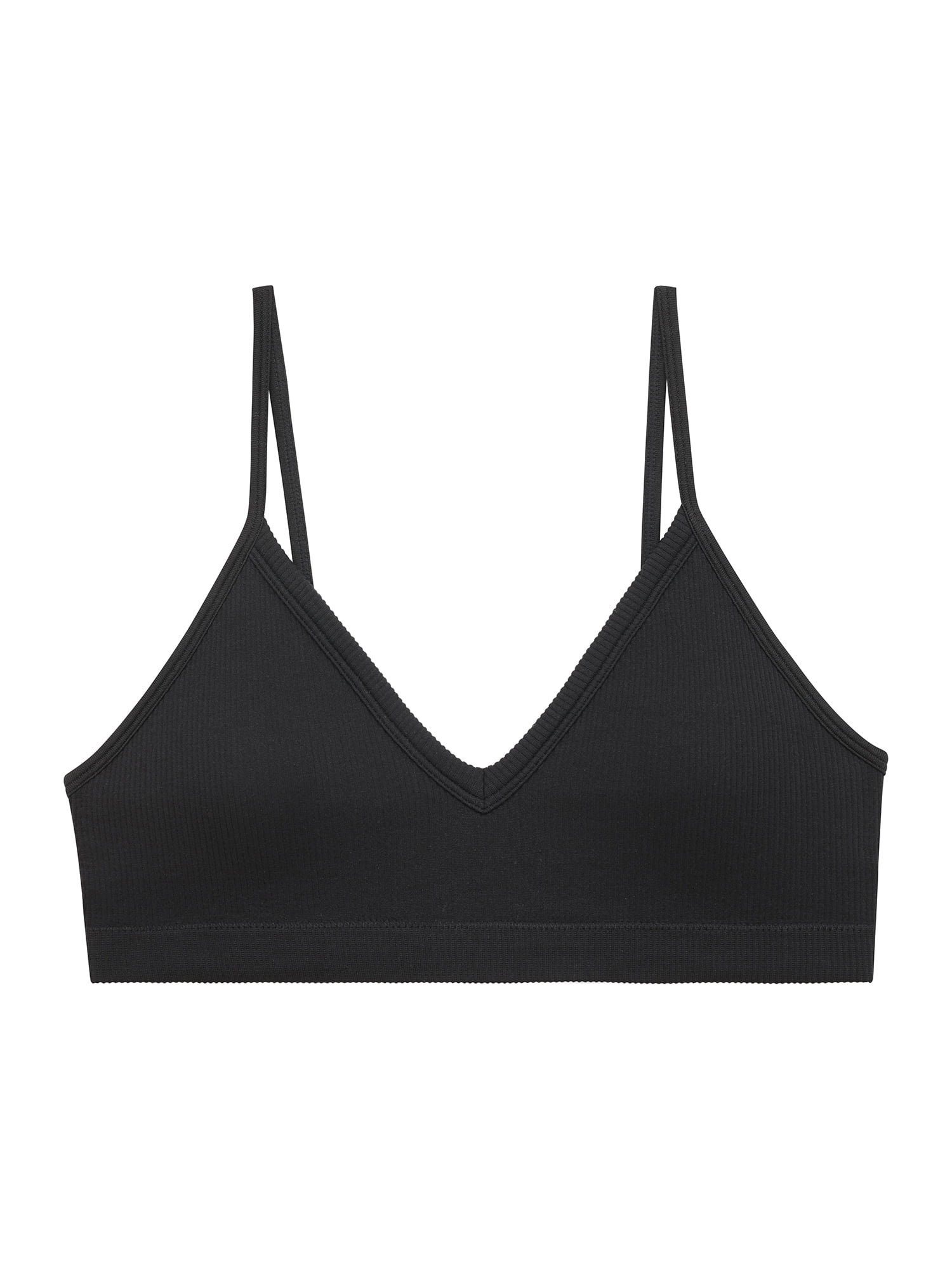 No Boundaries Women's Seamless Ribbed Triangle Bralette, Sizes XS-3XL