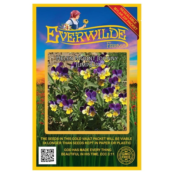 Everwilde Farms 1000 Johnny Jump Up Flower Seeds, Resealable Mylar Packaging