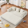 thumbnail image 5 of Wiilayok 78.5" Convertible Sofa Bed,Modular Corduroy Futon Sofa Couch with Pillow, 3 Seater Sofa for Living Room, Bedroom,Beige, 5 of 10