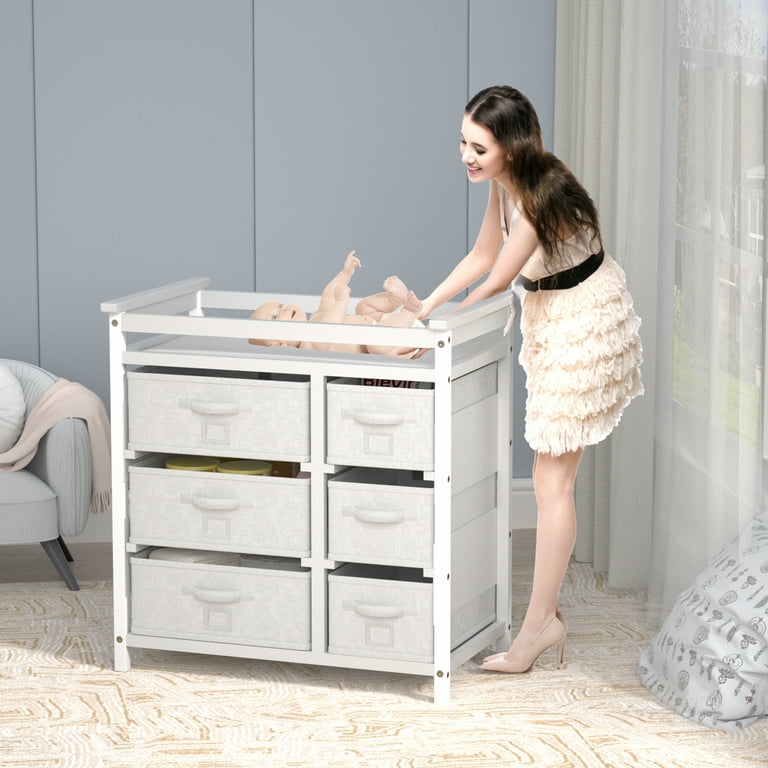 KORIMEFA White Baby Changing Table, Modern Furniture Changer with