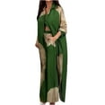 thumbnail image 2 of HVOBTTY Two Piece Sets for Women, Women's Fall Outfits Set, Women's Casual Print Loose Long Sleeve Collared Long Tshirt and Wide Leg Pants 2 Piece Set Green, M, 2 of 4