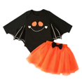 thumbnail image 2 of ITFABS Bébé Filles Halloween Tenues, Citrouille Batwing Manches Romper + Jupe, 2 of 9