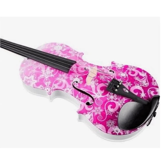 Rozanna's Violins Violin Outfit Snowflake II Series Fuchsia Sparkle Acoustic Lightweight Includes Carbon Fiber Bow and Case 4/4