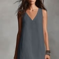 thumbnail image 5 of FAIWAD Linen Dress Women V Neck Sleeveless Side Slit Maxi Dresses Loose Casual Flowy Boho Sundress, 5 of 9