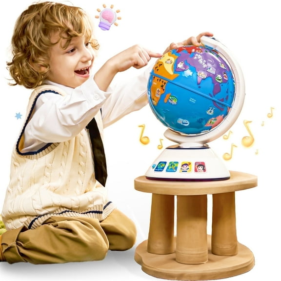 YCFUN Interactive Globe for Toddlers - Kids Learning and Educational Music Toys with Q&A Quiz, Geography Birthday Gift for Boys and Girls