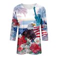thumbnail image 5 of GEWSEY 4Th of July Shirts Women 3/4 Sleeve Crewneck Cute Shirts Casual Print T Shirt (Navy, XL), 5 of 8