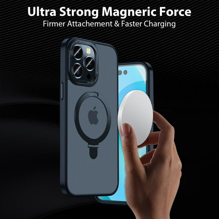 Compatible for iPhone 13 Pro Max Case Clear, [Three-Way Stand Magnetic  Case] Compatible with MagSafe Charger [with Metal Kickstand] Transparent  Hard