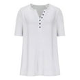 thumbnail image 3 of Summer Tops for Women Trendy 2026 Raglan Short Sleeve Henley Neck Tee Shirt Plus Size Casual Loose Fit Tshirts (2XL, White), 3 of 8