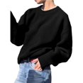 thumbnail image 2 of Suéteres de Cuello Redondo para Mujer, Larga, Holgados, Informales, para Otoño Negro Talla Única, 2 of 7