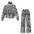 thumbnail image 6 of Uorisanigo Zebra Stripes Women's 2 Piece Outfits Oversized Sweatsuit Drawstring Mock Neck Tracksuit Long Sleeve Athletic Tops with Wide Leg Sweatpants Fall Lounge Sets Plus Size Sportswear, 6 of 8