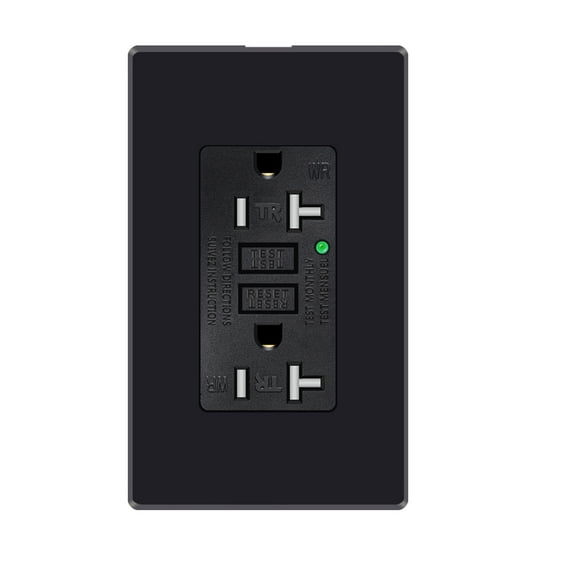 GFCI Outlet 20 Amp, ETL Listed, LED Indicator, Tamper-Resistant, Weather Resistant Receptacle Indoor or Outdoor Use with Decor Wall Plates and Screws Black 30 Pack