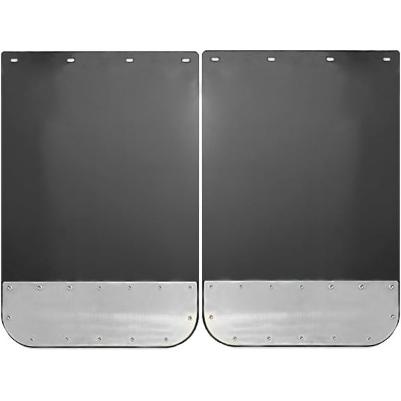 Pair Universal 24"x36" Mud Flaps w/Stainless Steel Plates & Weights for Semi-Truck Trailer Truck, Heavy Duty Splash Guard with Mud Flap Bottom Chrome for Peterbilt Kenworth Volvo (24in x 36in)