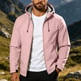 thumbnail image 4 of Jessboyy Jackets for Men with Hood Fall Winter Hiking Climbing Outdoor Jacket Trendy Pockets Hooded Midweight Windbreaker Pink,XXL, 4 of 9