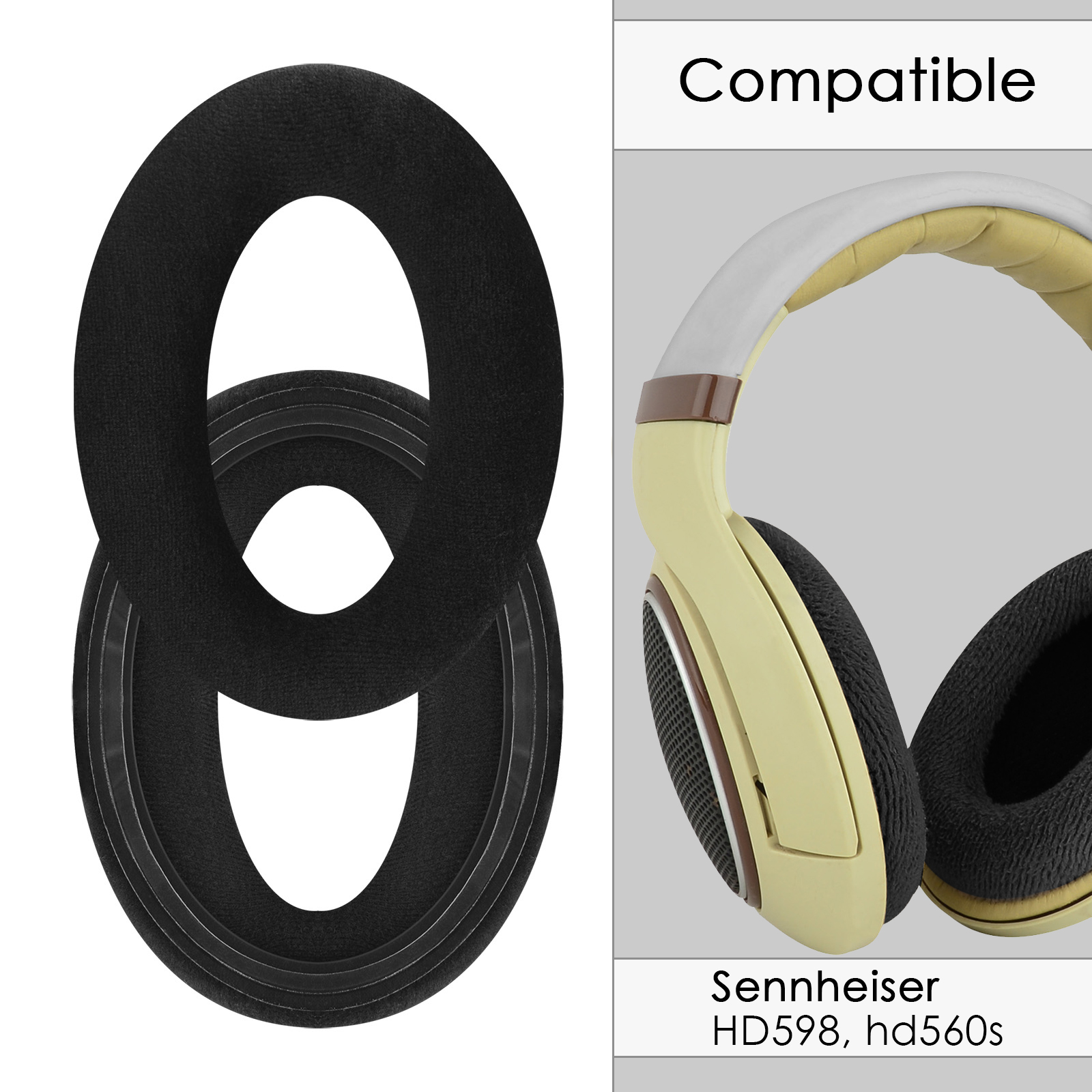 Replacement Ear Pads & Headband - Compatible With Sennheiser HD 598, HD 515, HD 555, HD 595, HD 518 Headphones (Brown)