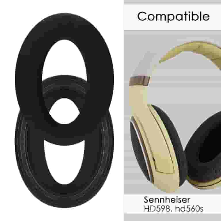 Replacement Ear Pads & Headband - Compatible With Sennheiser HD 598, HD 515, HD 555, HD 595, HD 518 Headphones (Brown)