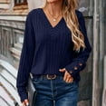 thumbnail image 6 of Free Shipping Womens Soft Long Sleeve V Neck Shirts Solid Casual Decorative Buttons Knitted Pullover Tunic Tops, 6 of 7