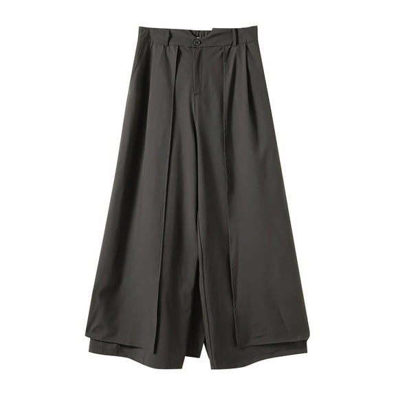 Men's Solid Color Trouser Skirt Irregular Wide Leg, Elastic & Lace-Up, with Pockets, for Spring Summer, M XXXXL Sizes