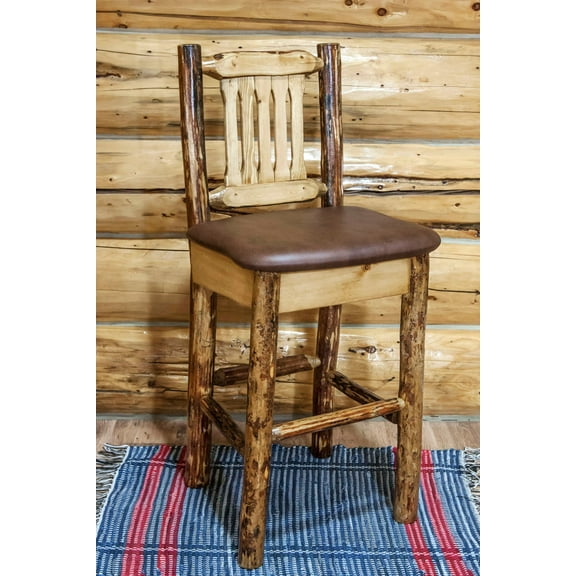 Glacier Country Collection Counter Height Barstool w/ Back & Swivel - Saddle Upholstery