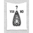 thumbnail image 1 of Ouija Board Tapestry, Antique Style Mystifying Oracle Yes and No Text and Question Mark, Wall Hanging for Bedroom Living Room Dorm Decor, 60W X 80L Inches, Black Grey and White, by Ambesonne, 1 of 2