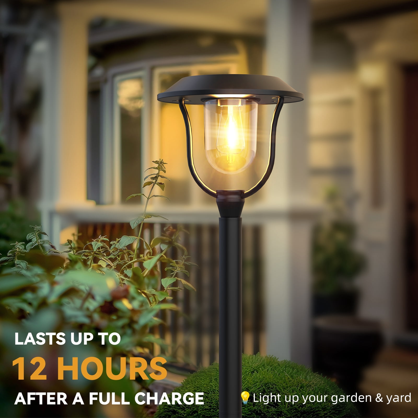 75" Solar Lamp Post Light with Planter Base, Aluminum Waterproof Outdoor Street Light, 100 Lumens, Warm White