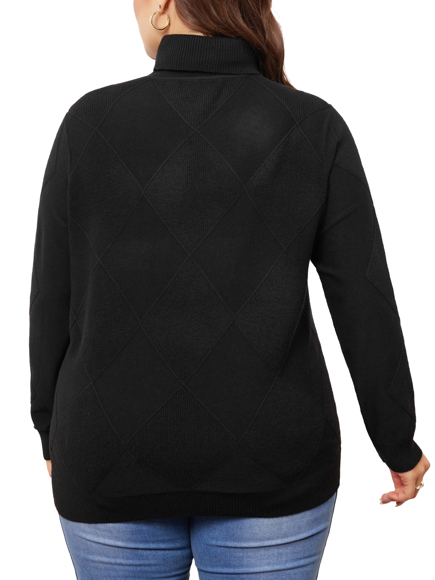 DARING DIVA Plus Size Long Sleeve Turtleneck Novelty Sweater 4X Black
