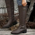 thumbnail image 3 of Winter Knee High Boots for Women, British Style Leather Long Boots with Belt Buckle and Side Zipper, Warm Non- Riding Boots for Fall & Winter, 3 of 9
