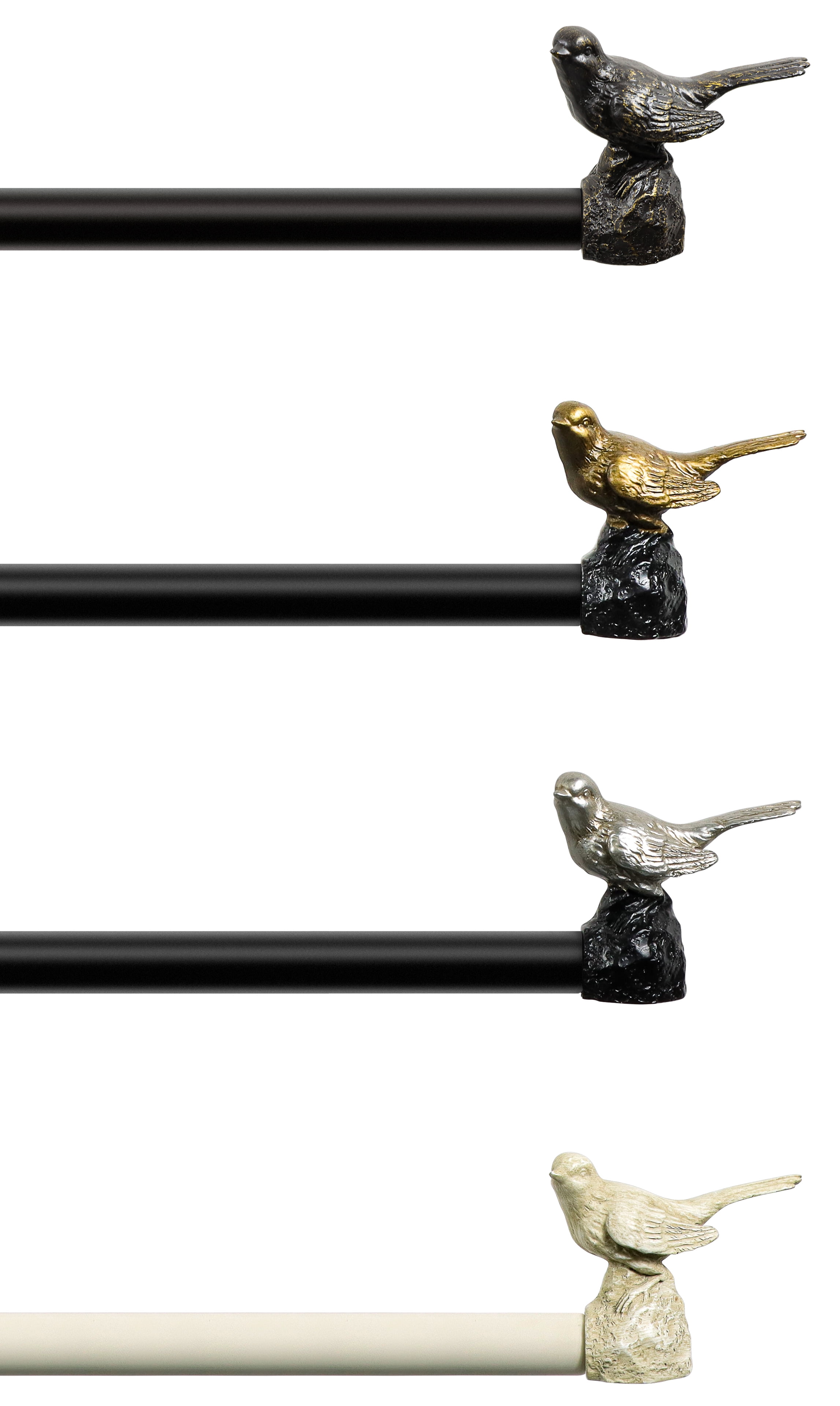 MERIVILLE 1" Single Curtain Rod Set, Adjustable 84–120 Inches, Bird Finials, Oil-Rubbed Bronze