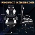 thumbnail image 3 of ECOTOUGE Gaming Chair with Footrest, Big and Tall Silla Gamer with Massage Lumbar Support, Ergonomic Gamer Chair with Reclining High Back, 360° Swivel Gaming Computer Chair, White, 3 of 16