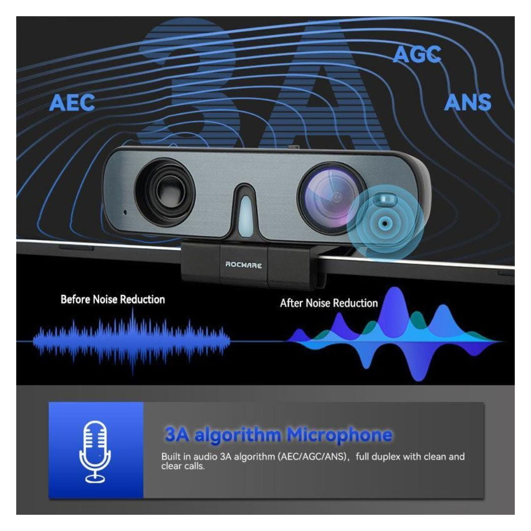 ROCWARE RC08 Auto-Focus Webcam with Microphone Speaker