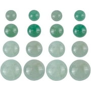 40PCS 4 Sizes Half Round Natural Gemstones Beads Crystal Quartz Green Aventurine Stone Cabochon