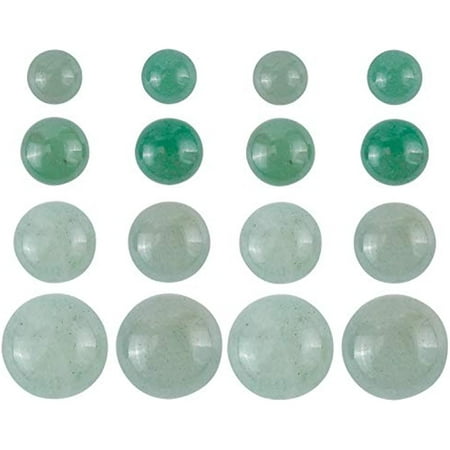 40PCS 4 Sizes Half Round Natural Gemstones Beads Crystal Quartz Green Aventurine Stone Cabochon