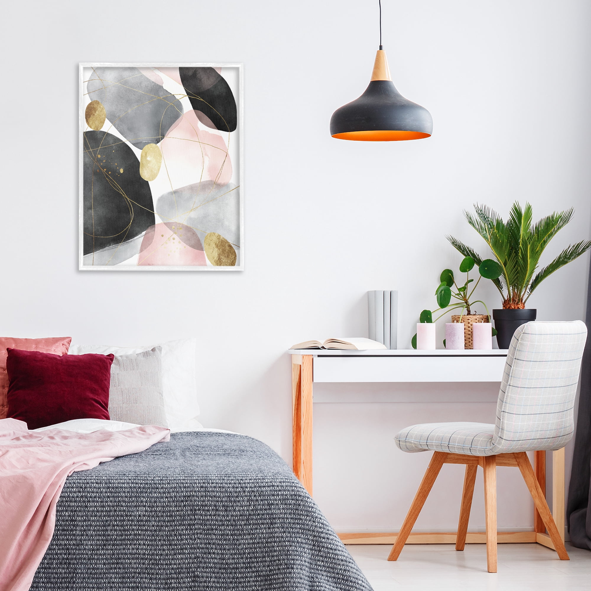 Stupell Industries Gilded Echoes Shapes White Framed Giclee Art, design by Svetlana Aleynikova