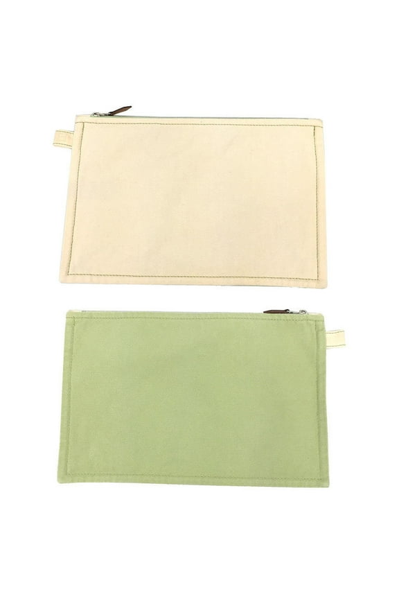 Pre-Owned Hermes HERMES Flat Pouch Bora MM Bicolor 100% Cotton Natural x Lime Green... (Good)