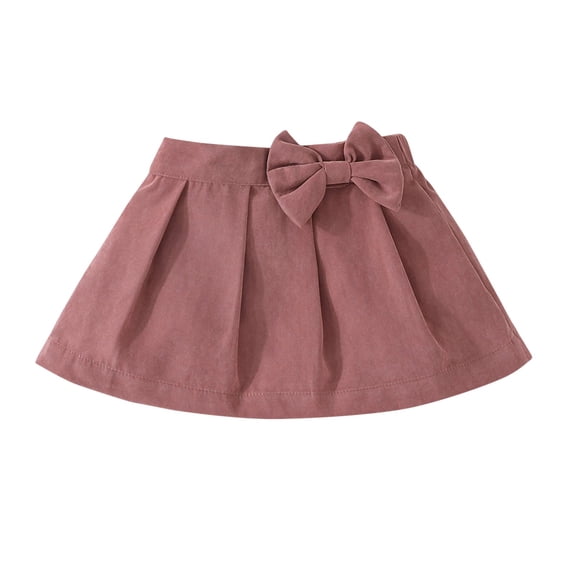 Diufon Cotton Skirts for Toddler Girls Solid Color Mini Skirts Trendy Bow Pleated Skirts