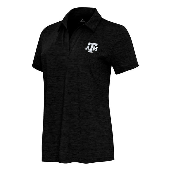Women's Antigua Heather Black Texas A&M Aggies Layout V-Neck Polo