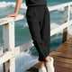 thumbnail image 5 of Pantalones largos de lino para hombre, informales, a la moda, transpirables, con cordón, cintura ajustada, piernas anchas, pantalones largos de rayón para hombre., 5 of 9