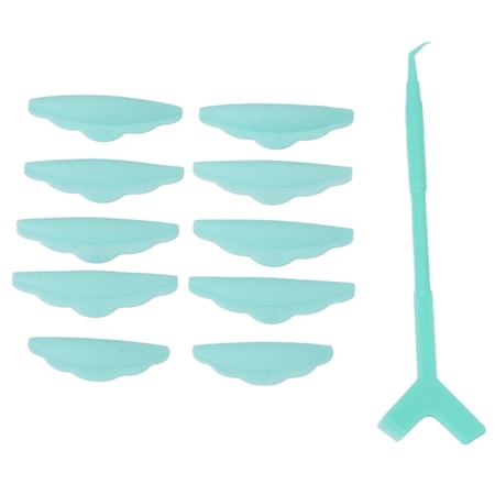 Riousery Eyelash Lash Perm Tools Set 5 Pairs Silicone Pads & 10 Pieces Y Shape Lift Separator Brushes for Beauty Salon Home DIY Makeup Kits Accessories (5.51 inches / 14 cm)