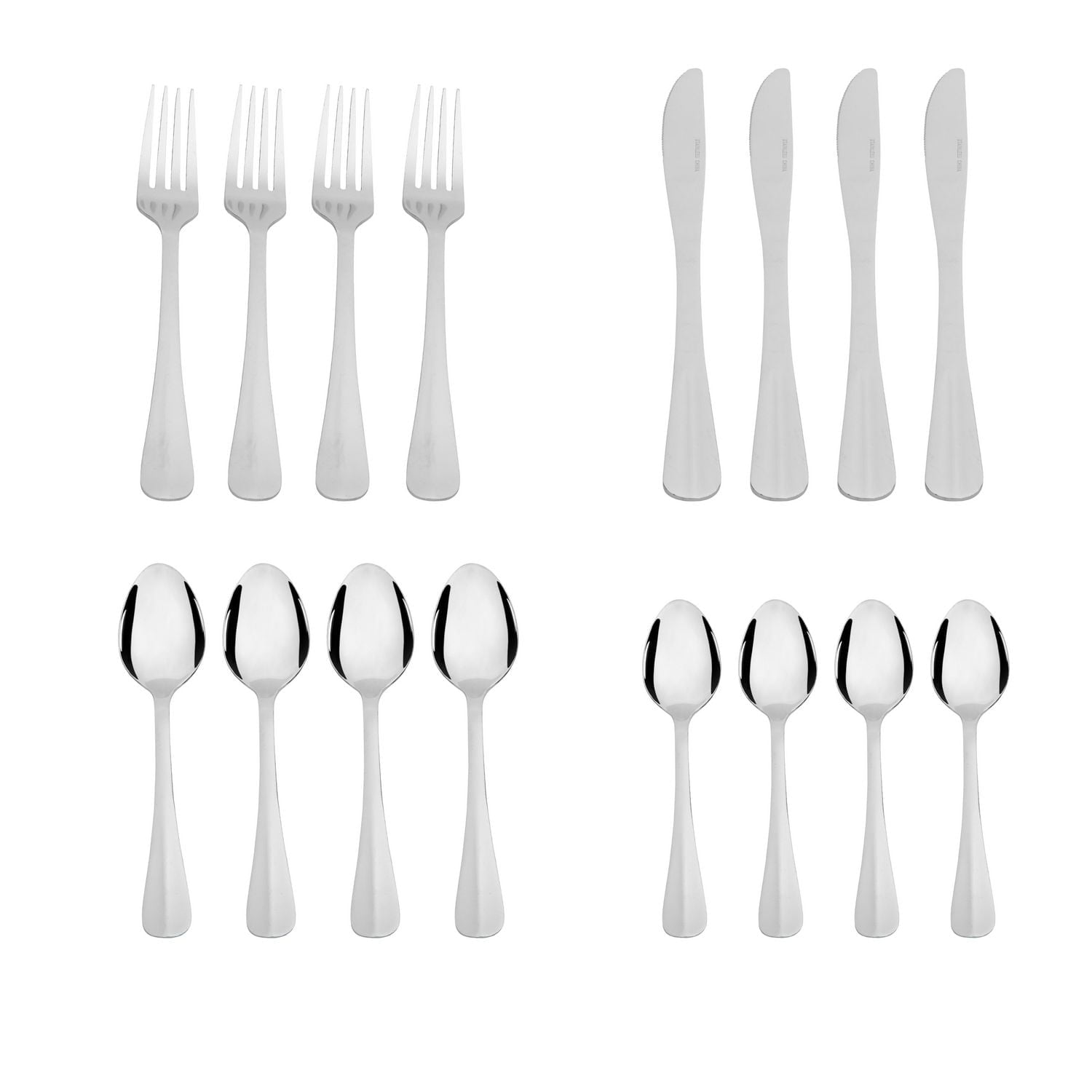 Mainstays McAllen 16-Piece Stainless Steel Flatware Set Silver, MS 16 Pc McAllen