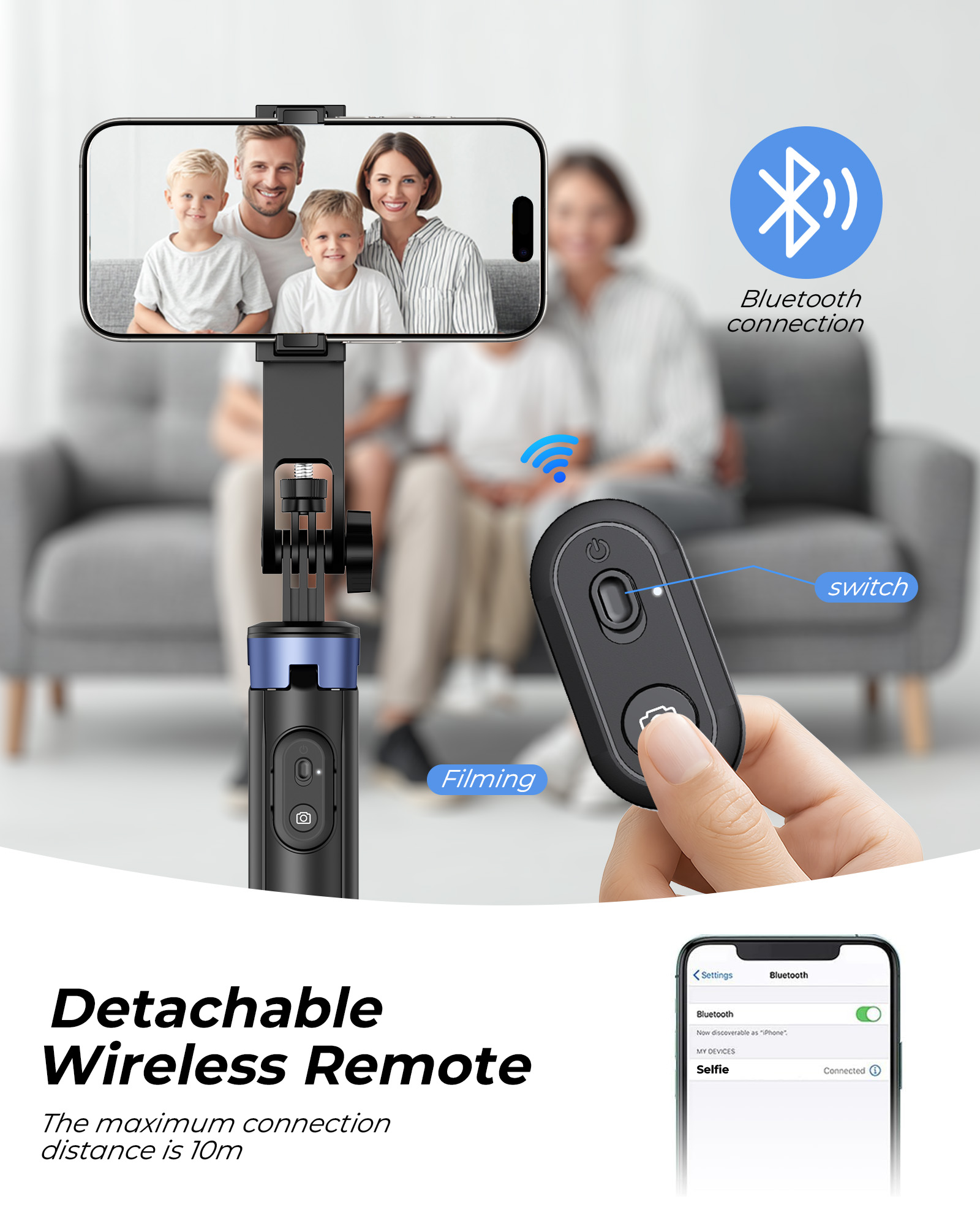 FrSara 71" Extendable Phone Tripod & Selfie Stick photo 5