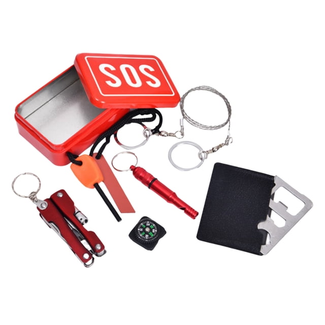 TIELUTT Trousse d'Urgence avec Pince à Outils Ligne de Sifflet d'Urgence Carte d'Espacement en Métal Rangement Réservoir de Rangement Voiture Lampes Frontales d'Urgence pour Randonnée Notfallset Fourrure Frauen Sac à Dos 60l Cool Équipement de Camping pour