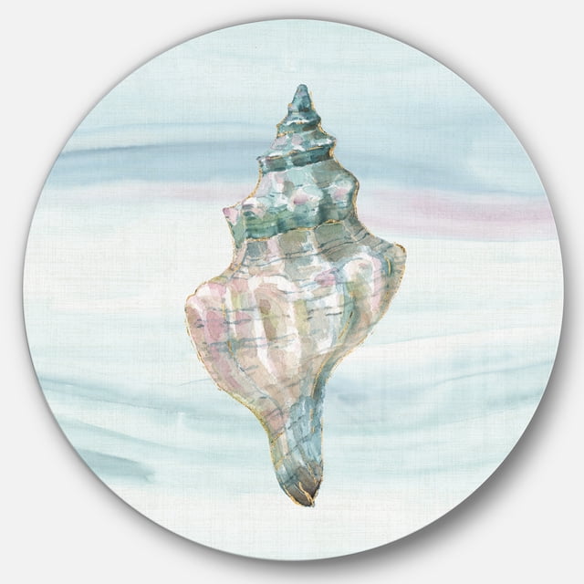 Designart 'Ocean Metallic Conch' Nautical & Coastal Metal Circle Wall Art