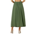 thumbnail image 3 of INSPIRE CHIC Elastic Waist a Line Skirt for Women Side Zipper Swing Casual Boho Midi Skirt Army Green XS, 3 of 5