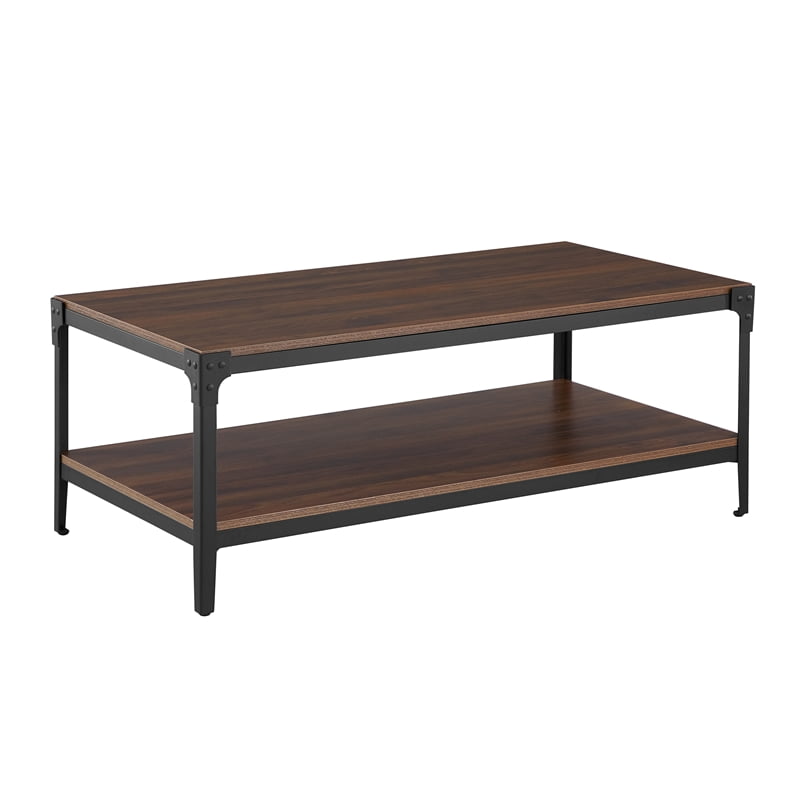 Photo 1 of 46 Urban Industrial Angle Iron Wood Coffee Table - Dark Walnut