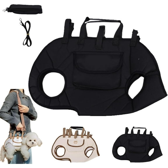 Snuggle Sling Dog Carrier, Dog Full Body Lift Harness for Small Dogs, Hands Free Shoulder Yorkie Carrie, Adjustable Leash with Sm