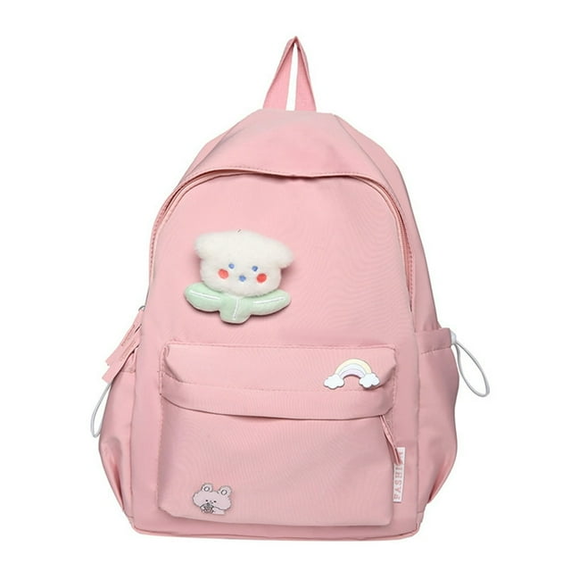 MesaSe Sac à Dos Mode Simple Sac d'École Multi-Poches Mignon pour Fille (Blanc)