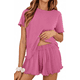 thumbnail image 1 of UVN Conjuntos de Pijama de Verano para Mujer, Conjunto de Ropa de Dormir de Manga Corta, Atuendos Casuales de 2 Piezas para Mujer, Conjuntos para Estar en Casa, 1 of 10